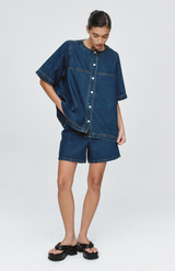 Marle Classic Blue Short Sleeve Seam Shirt