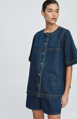 Marle Classic Blue Short Sleeve Seam Shirt