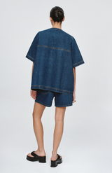 Marle Classic Blue Short Sleeve Seam Shirt