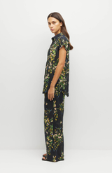 Juliette Hogan Dark Garland Cotton Painted Petals Eleanor Shirt