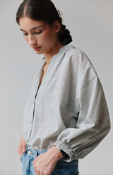 Mahsa Charcoal Crafted Pin Stripe Everyday Blouse