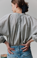 Mahsa Charcoal Crafted Pin Stripe Everyday Blouse