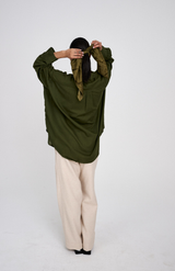 Rabens Saloner Army Green Noah Oversized Shirt