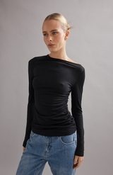Caitlin Crisp Black Beau Merino Top