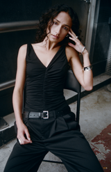 Rebe Black Ruched Top