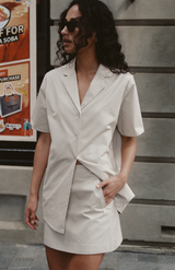 Rebe Oyster Cotton Mini Skirt