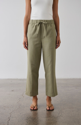 Laing Washed Olive Cropped Wide Leg Pant