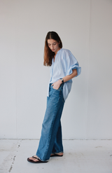 Mahsa Blue + White Stripe Boheme Everyday Blouse