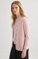 Laing Blush Cashmere Crewneck Cardigan