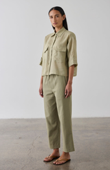 Laing Washed Olive Cropped Wide Leg Pant