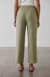 Laing Washed Olive Cropped Wide Leg Pant