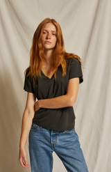 Perfect White Tee Vintage Black Hendrix Boxy V Neck Tee