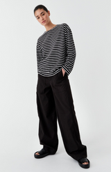 Morrison Black + White Archie L/S Stripe Top