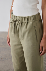 Laing Washed Olive Cropped Wide Leg Pant