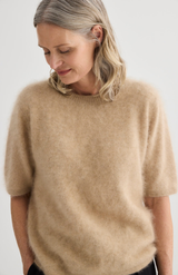 Laing Soft Beige Brushed Cashmere T-Shirt