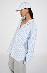 Rabens Saloner Blue Pyjama Stripe Bobbies Shirt