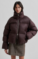 Second Female Chocolate Plum Riya Puffer Jacket