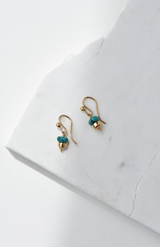 Charlotte Penman 14K Rolled Gold Palma Earrings + Turquoise + Gold