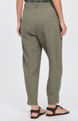 Transit Green Linen Elast Staight Leg Pant