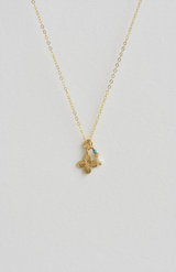 Charlotte Penman 14K Rolled Gold + Gold Plate Clover Necklace + Pearl + Turquoise + Gold