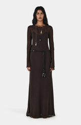 Hansen & Gretel Chocolate Anouk Silk Maxi Dress