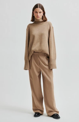 Second Female Camel Melange Wool High Neck Knit