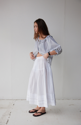 Mahsa Pinstripe Fine Heritage Stripe Bon Ruffle Blouse