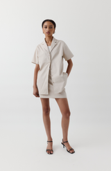 Rebe Oyster Cotton Mini Skirt