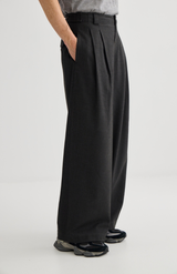 Laing Graphite Wide Leg Pleat Front Trouser