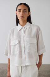 Laing White Cropped Tab Shirt
