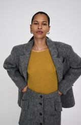 Rabens Saloner Grey Melange Nyara Fuzzy Jacket