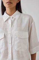 Laing White Cropped Tab Shirt