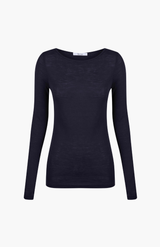 Morrison Navy Round Neck Merino Top