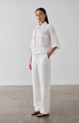 Laing White Cropped Tab Shirt