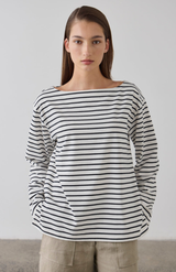 Laing Black + Ecru Striped Long Sleeve T-Shirt
