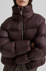 Second Female Chocolate Plum Riya Puffer Jacket