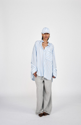Rabens Saloner Blue Pyjama Stripe Bobbies Shirt