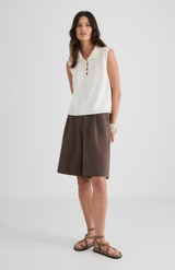 Laing Cream Sienna Collared Cotton Tank