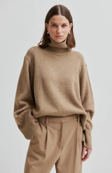 Second Female Camel Melange Wool High Neck Knit