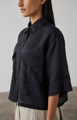 Laing Black Cropped Tab Shirt