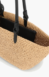 Deadly Ponies Natural Raffia + Black Medium Bandit Tote