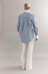 Caitlin Crisp Demin Stripe Varsity Shirt