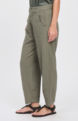 Transit Green Linen Elast Staight Leg Pant