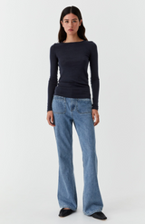 Morrison Navy Round Neck Merino Top