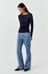 Morrison Navy Round Neck Merino Top