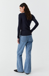 Morrison Navy Round Neck Merino Top