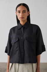 Laing Black Cropped Tab Shirt