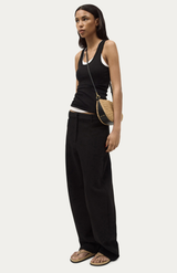 Deadly Ponies Natural Raffia + Black Mini Sling Bag