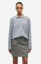 Samsøe Samsøe Grey Blue Sadover LS Polo