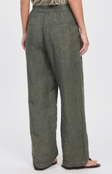 Transit Green Linen Elast Staight Leg Pant